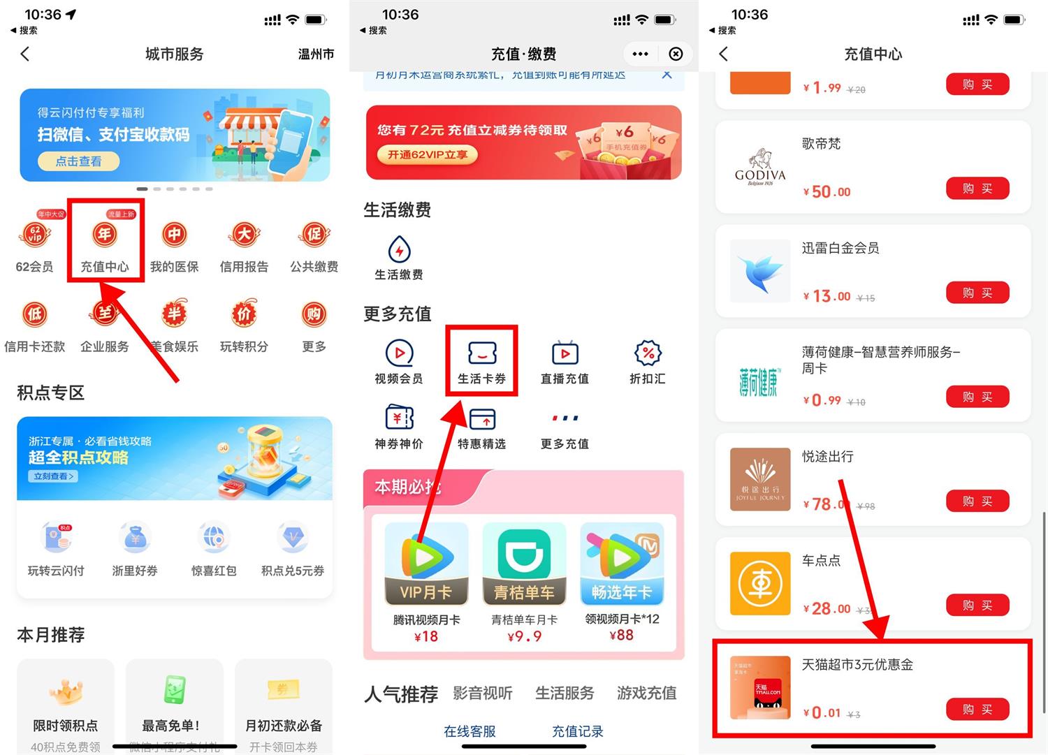 云闪付0.01购买3元天猫超市卡活动
