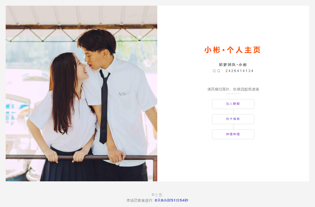 清新简约的个人引导网页